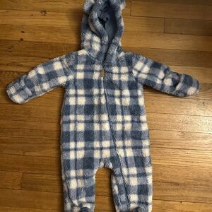 Carter's Blue and White Plaid Fleece Footie